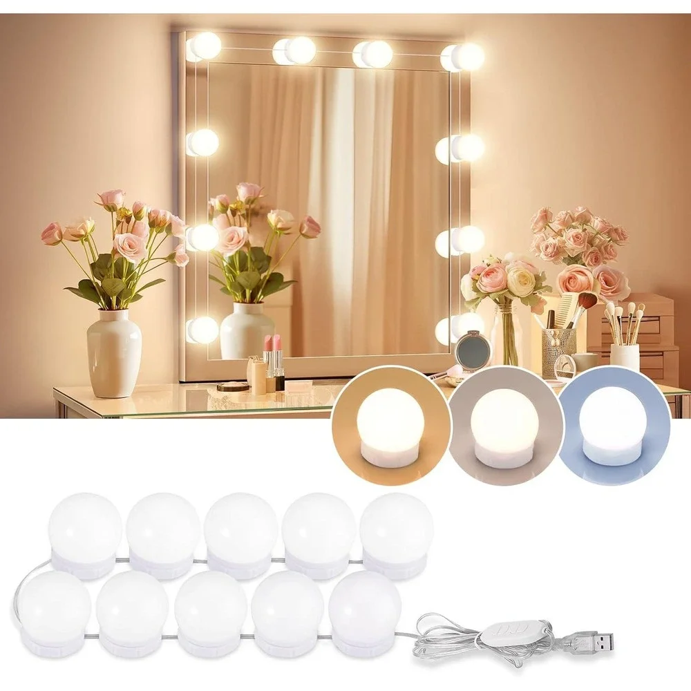 Consciot PC-10D-2835-W-F5 10 Dimmable Bulbs LED Vanity Lights For Mirror Adju